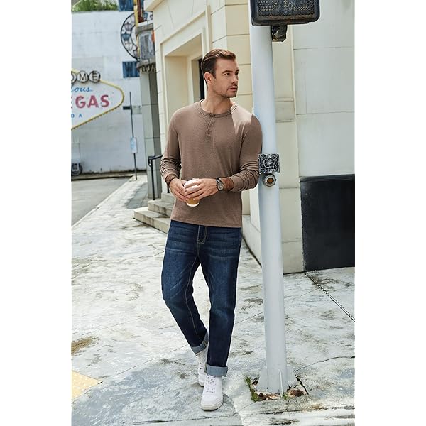 Tan Henley Neck Long-Sleeve Knit Top